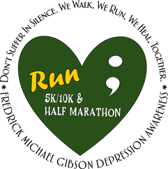 A logo for one of the Simi Valley Marathons, the Fredrick Michael Gibson 5k/10k/ half marathon,  walk/run at Rancho Simi Community Park starting by the tennis court